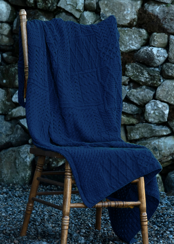 Aran Patchwork Blanket | Navy