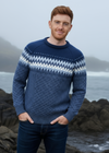 Men's Aran Fairisle Sweater | Denim Marl