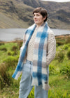 Foxford Giant Mohair Scarf | Mink Blue Check