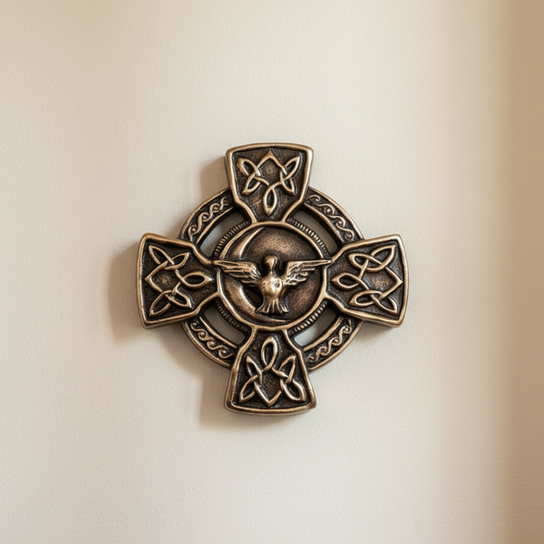 Wild Goose Bronze Celtic Cross Peace Prayer Plaque