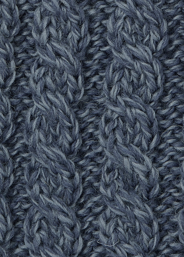 Aran Pure Wool Poncho | Denim - Clearance