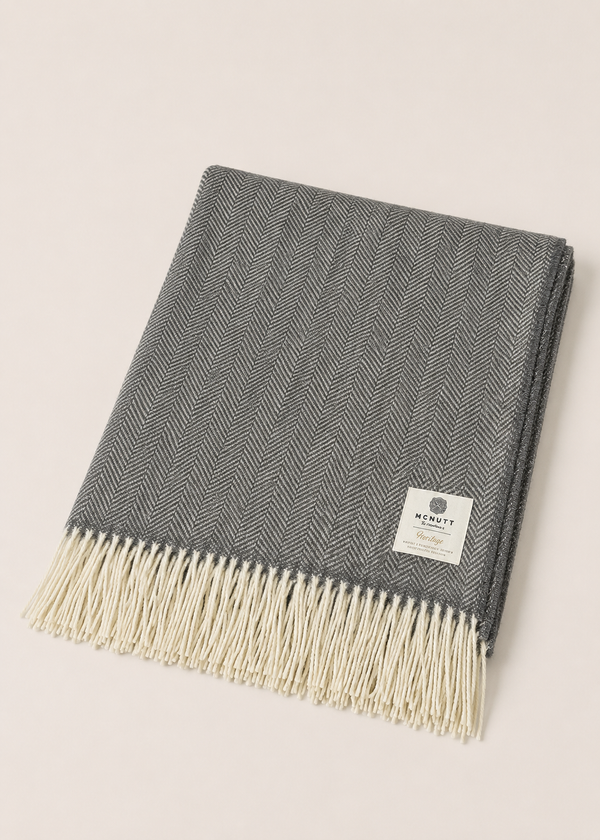 McNutt Herringbone Blanket Throw | Storm Gray