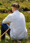 Men's Flannel Grandfather Shirt - Green Single Stripe