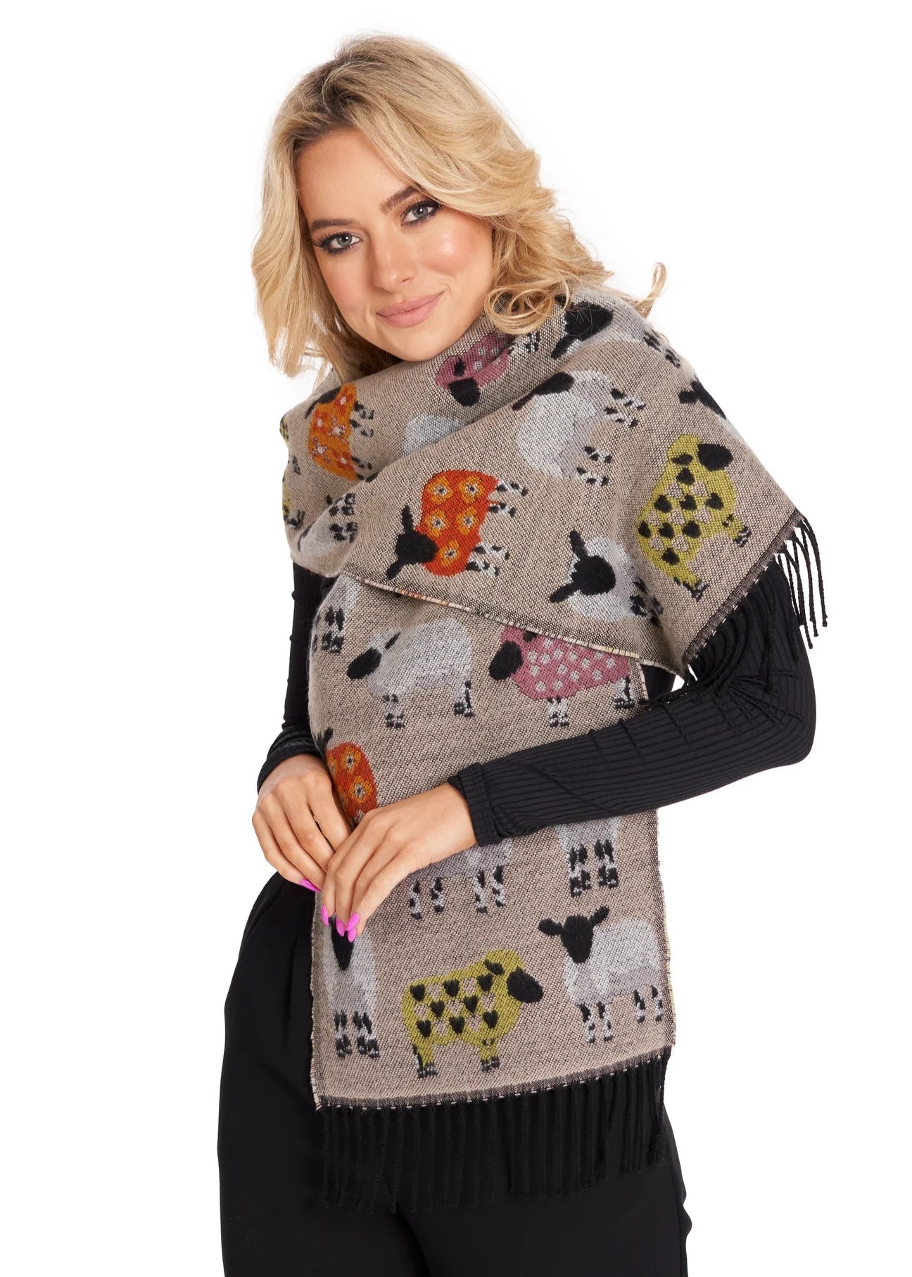 Jimmy Hourihan Fringed Sheep Scarf | Natural