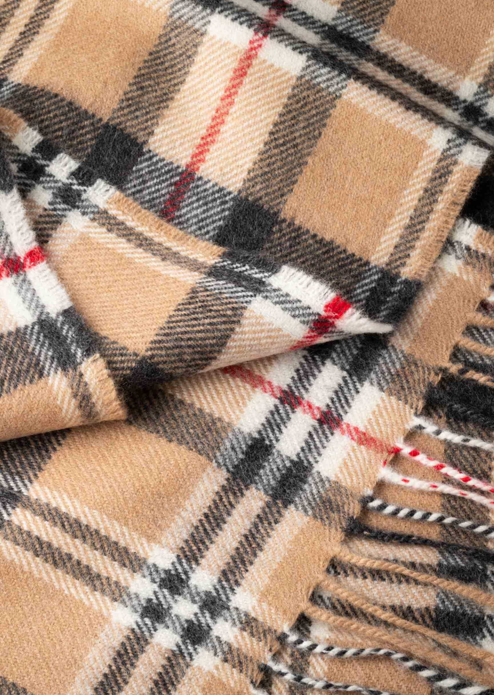 John Hanly Merino Scarf | Camel Tartan