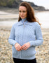 Aran Full Zip Cardigan | Sky Blue