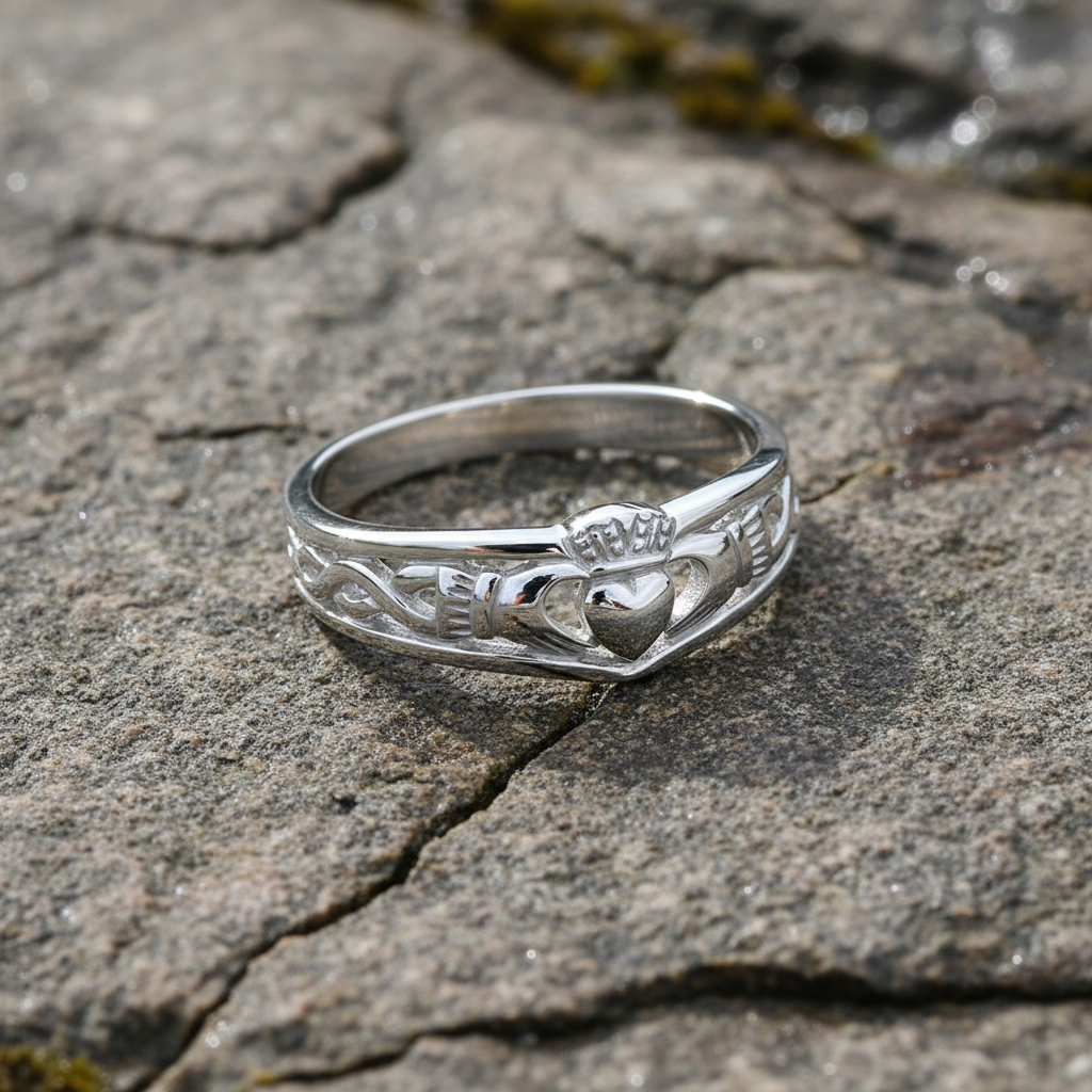 Sterling Silver Claddagh Wishbone Ring