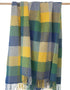 John Hanly Cashmere Throw | Blue Grey Yellow Green Block