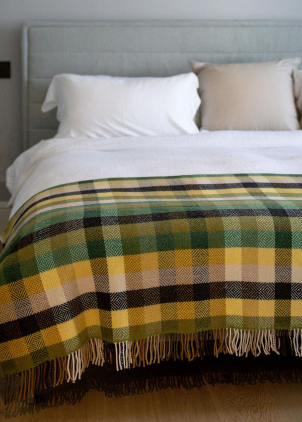 John Hanly Cashmere Merino Throw - Green Weave