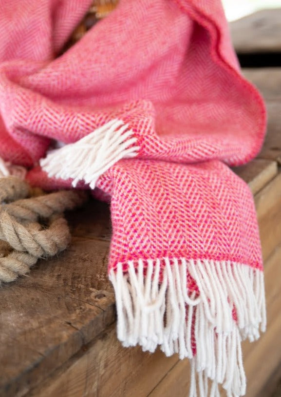 John Hanly Cashmere Merino Throw - Raspberry