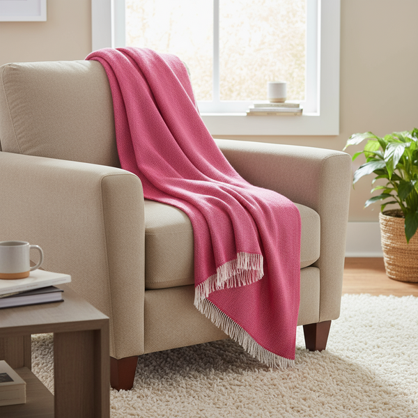 John Hanly Cashmere Merino Throw - Raspberry