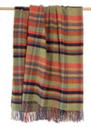 John Hanly Cashmere Throw | Green Coral Rust Slate Plum Check Herringbone
