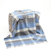 John Hanly Grey Blue Merino Cashmere Wool Throw Blanket
