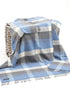 John Hanly Grey Blue Merino Cashmere Wool Throw Blanket