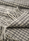 John Hanly Cashmere Throw | Grey White Herringbone Check