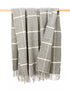 John Hanly Cashmere Throw | Grey White Herringbone Check