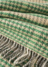 John Hanly Cashmere Throw | Green Cream Herringbone Check