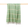 John Hanly Cashmere Throw | Green Cream Herringbone Check