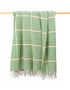 John Hanly Cashmere Throw | Green Cream Herringbone Check