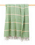 John Hanly Cashmere Throw | Green Cream Herringbone Check