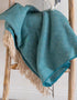 Merino Wool Cashmere Throw Green Aqua Herringbone