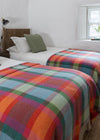 Merino Wool Cashmere Throw Bright Yellow, Pink and Green Check