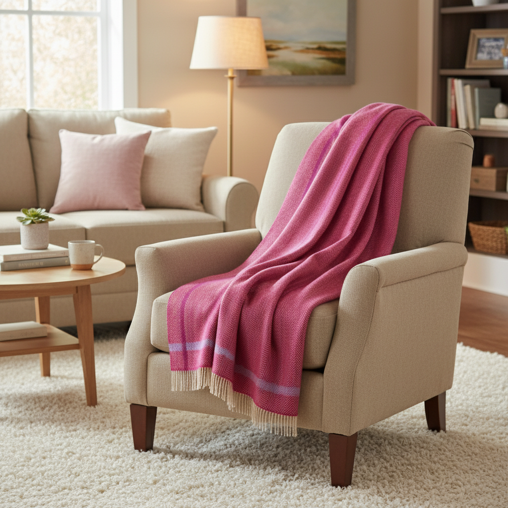 John Hanly Cashmere Merino Throw | Raspberry Cream