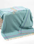 John Hanly Cashmere Merino Throw - Aqua Cream Purple