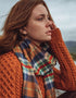 John Hanly Merino Scarf | Orange Navy Check