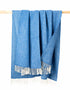 Merino Wool Cashmere Throw | Sea Blues Herringbone
