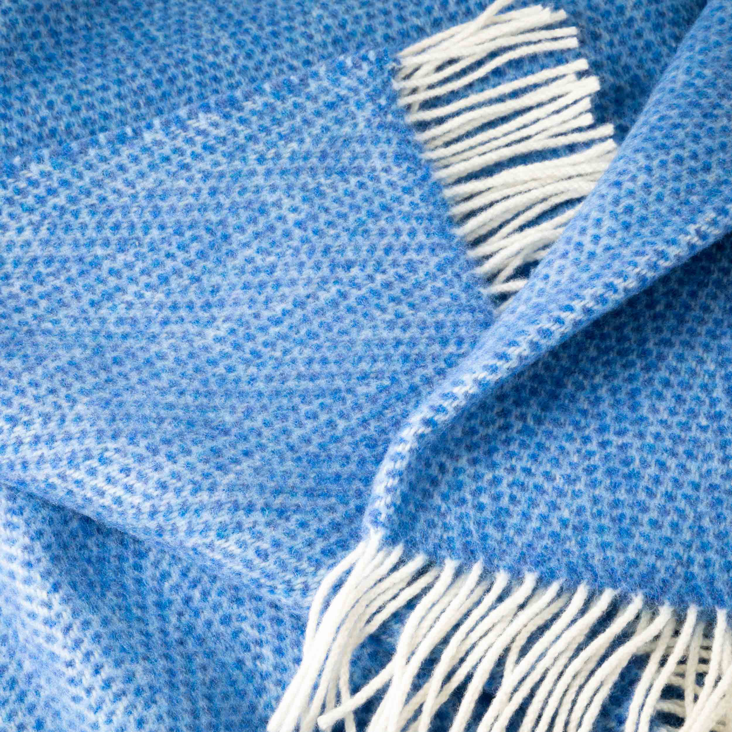 Merino Wool Cashmere Throw | Sea Blues Herringbone