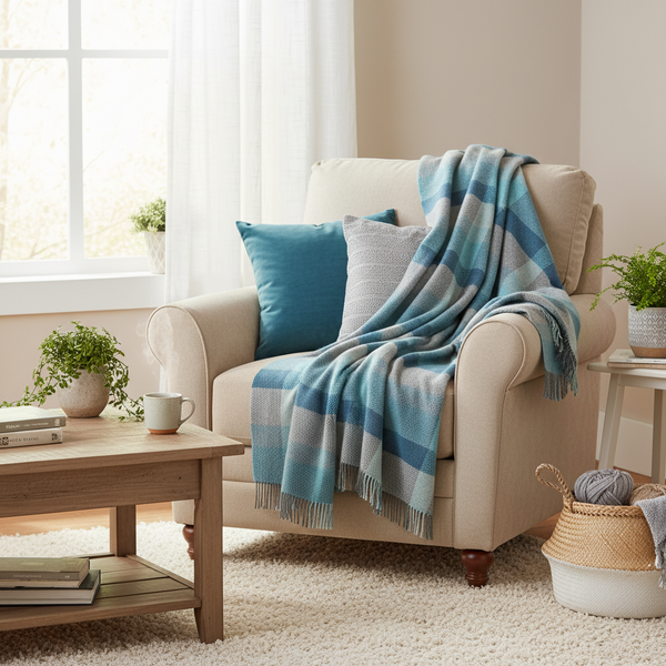 John Hanly Cashmere Merino Throw | Grey Duck Egg Aqua