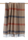 John Hanly Cashmere Throw | Camel Rust Brown Grey Check Herringbone