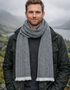 Mucros Donegal Wool Scarf | Grey Herringbone | Made in Ireland