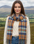 John Hanly Merino Scarf | Orange Navy Check