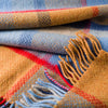 John Hanly Cashmere Throw | Orange Blue Check