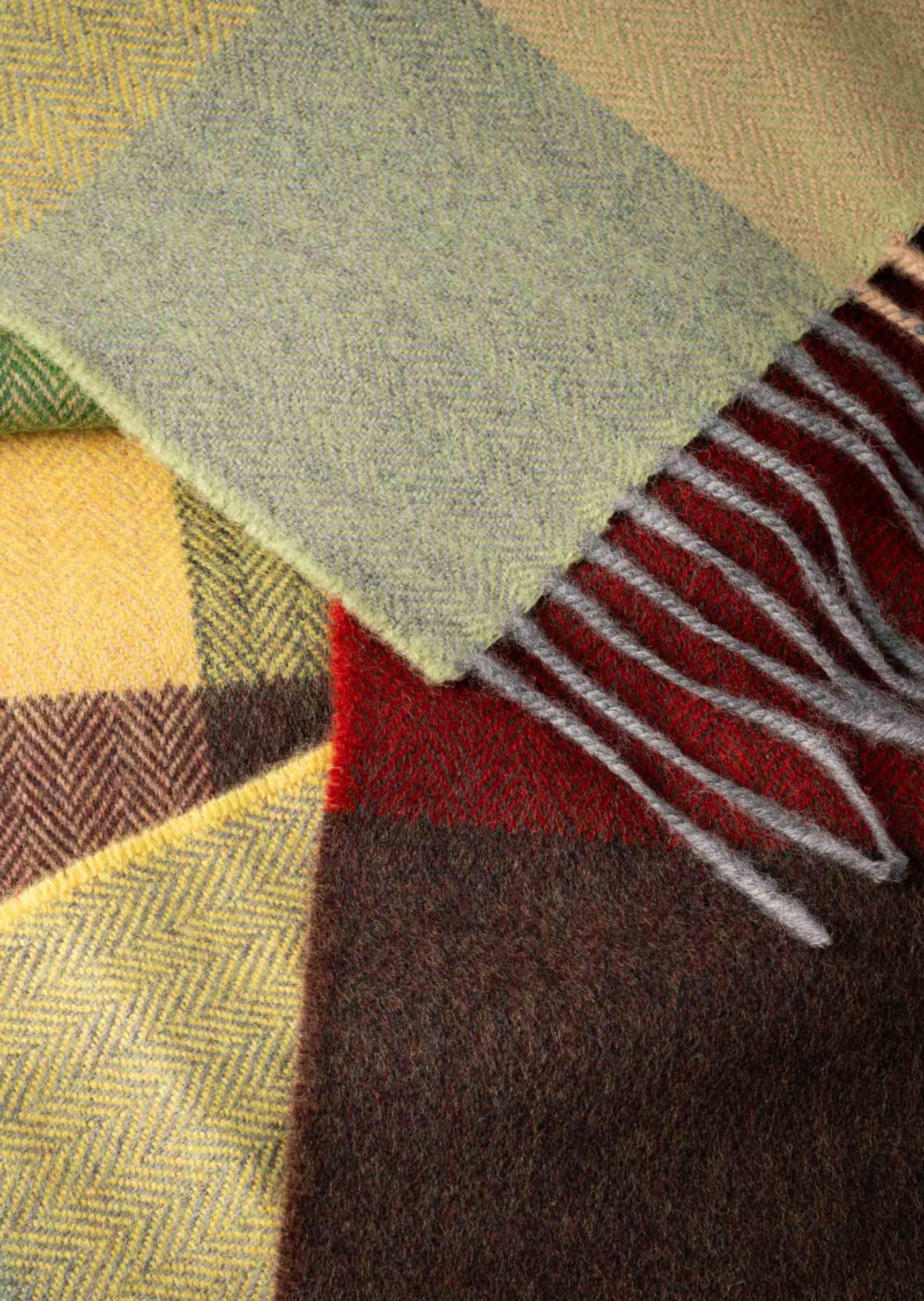 John Hanly Merino Scarf | Yellow Green Brown