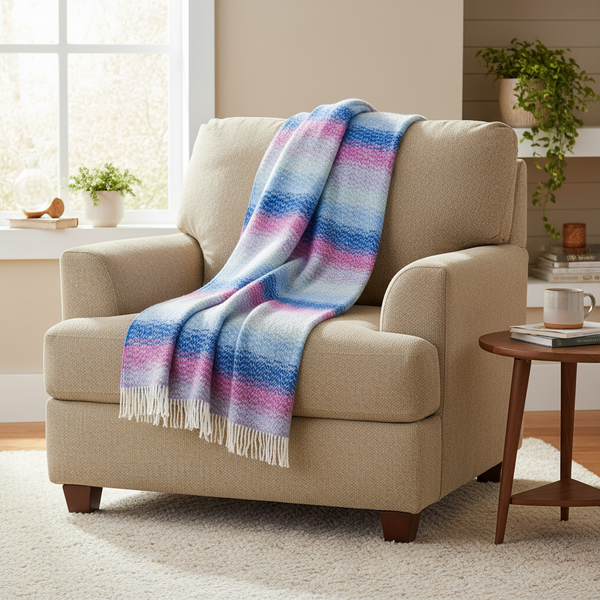 John Hanly Cashmere Throw | Blue Lavender Purple