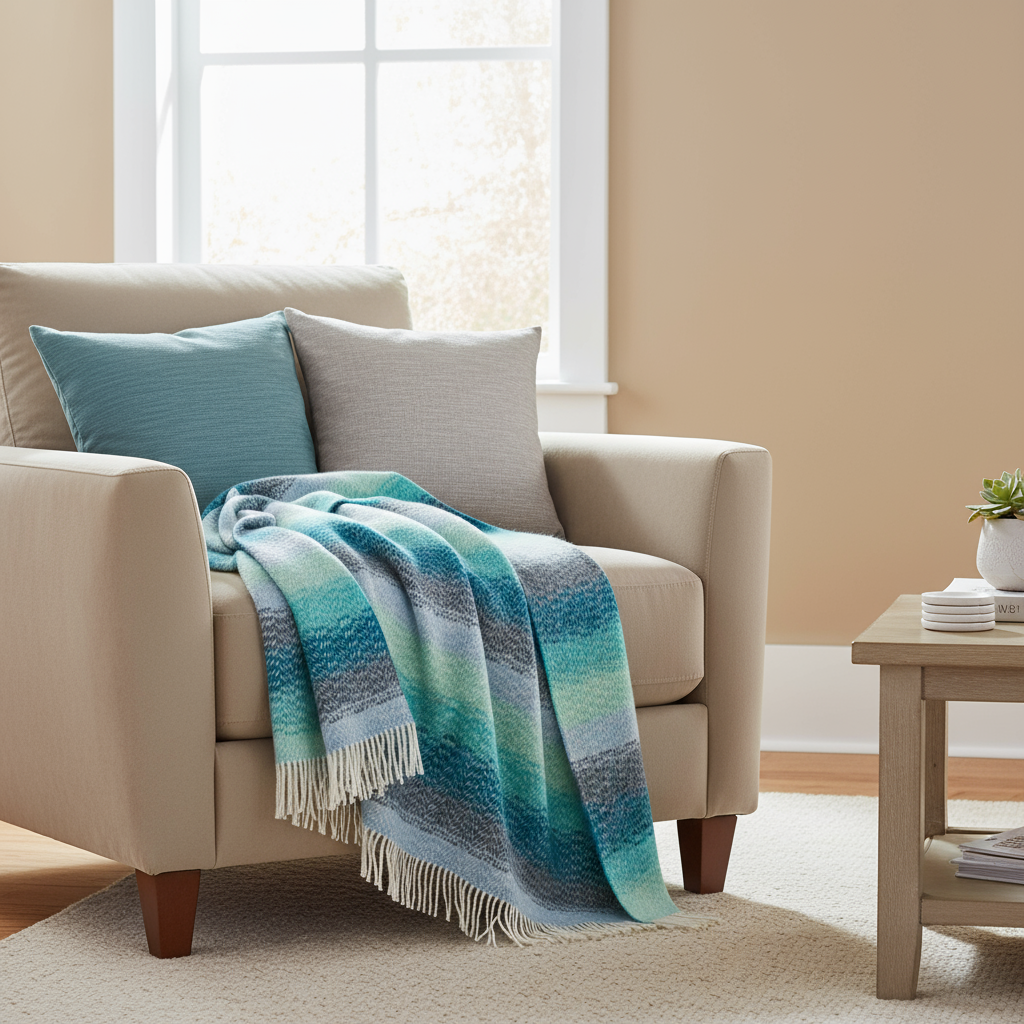 John Hanly Cashmere Throw | Aqua Teal Mist
