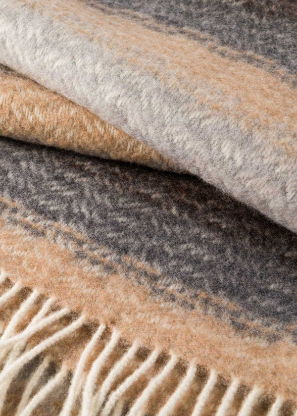 John Hanly Cashmere Throw | Camel Grey Brown