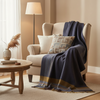 John Hanly Cashmere Merino Throw | Navy Mustard