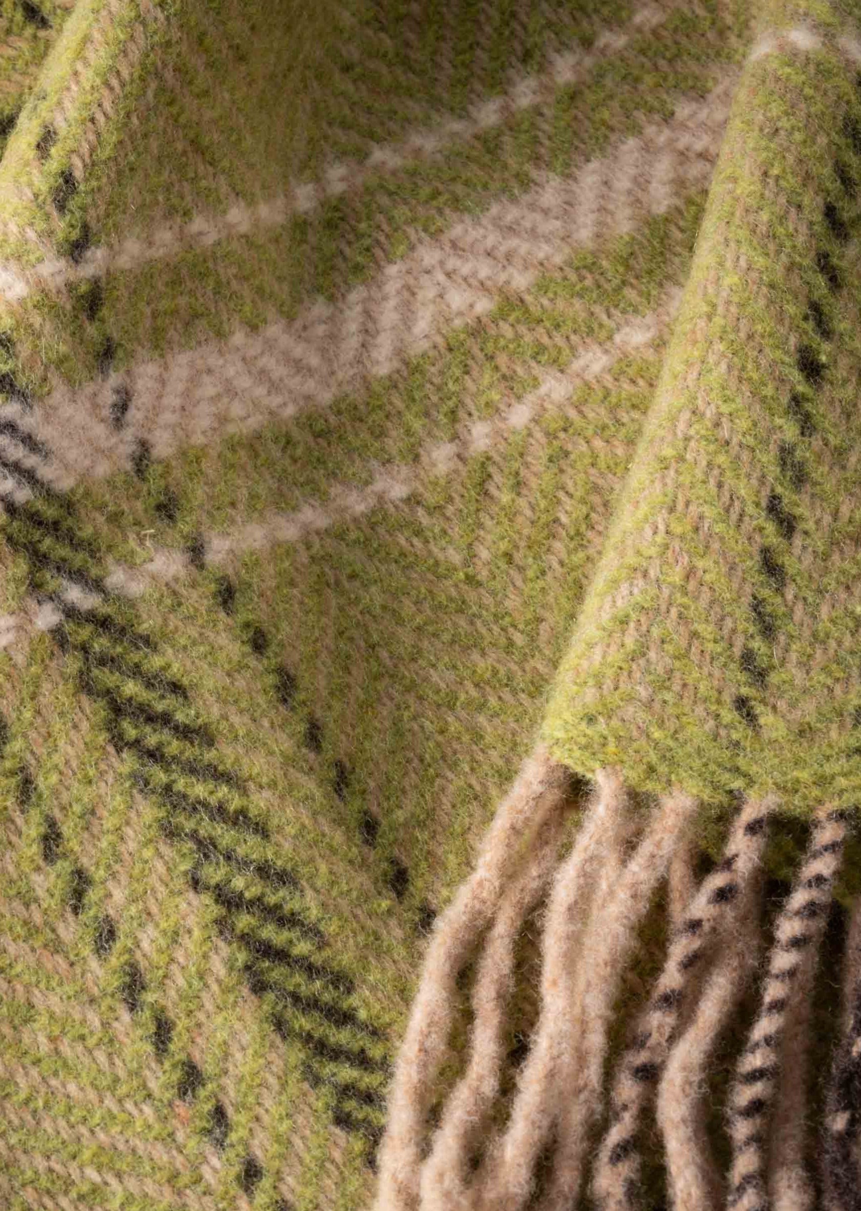 John Hanly Cashmere Merino Throw | Green Beige Cream