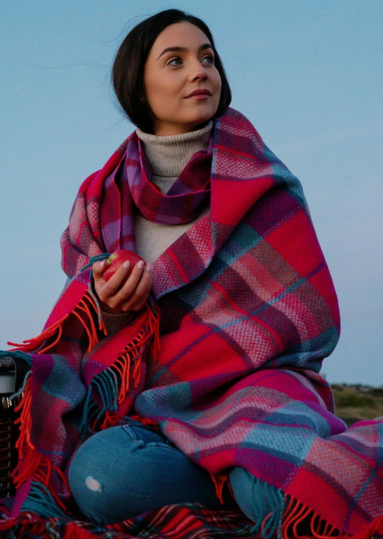 John Hanly Cashmere Merino Throw - Orange Cerise