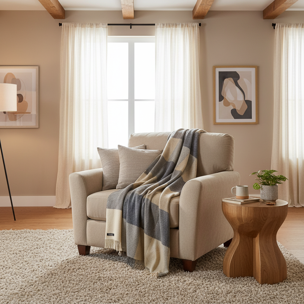 John Hanly Cashmere Merino Throw | Gray Cream