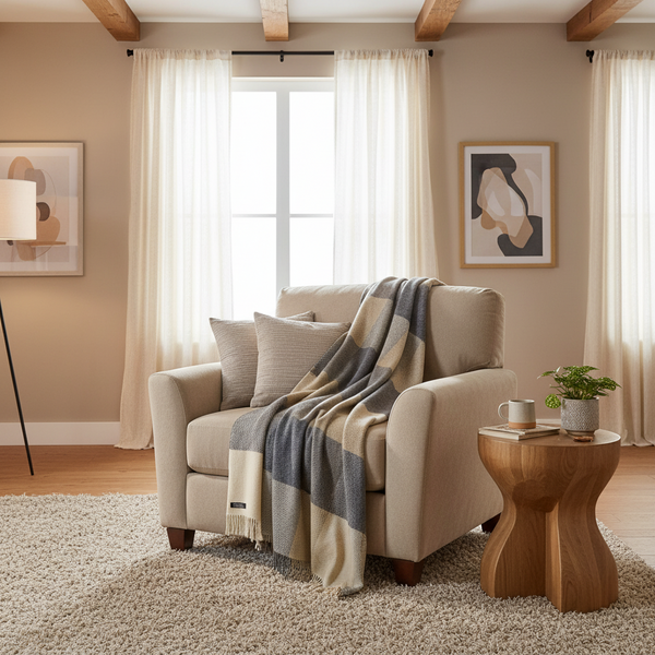 John Hanly Cashmere Merino Throw | Gray Cream