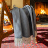 Merino Wool Cashmere Throw Grey Herringbone