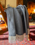 Merino Wool Cashmere Throw Grey Herringbone