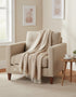 Merino Wool Cashmere Throw Beige Herringbone
