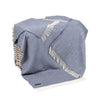Merino Wool Cashmere Throw Denim Cream Herringbone