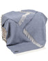 Merino Wool Cashmere Throw Denim Cream Herringbone